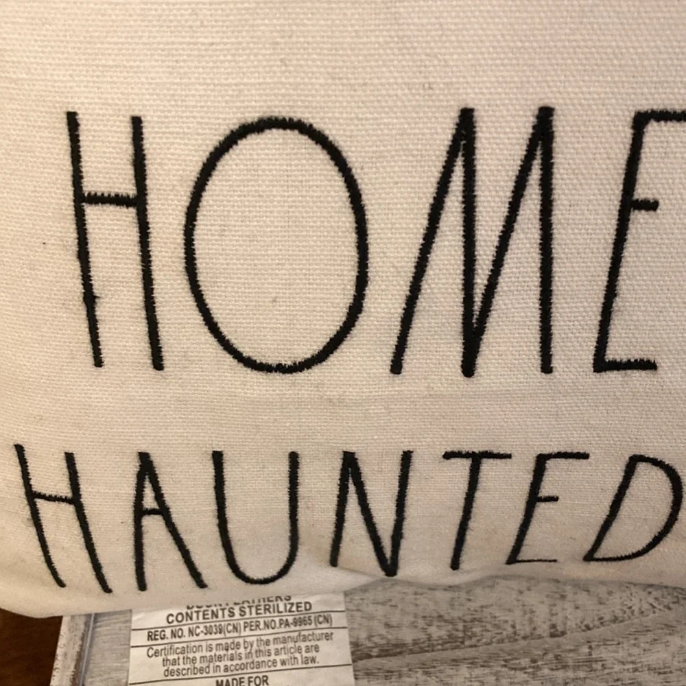 NWT! RAE DUNN Home Sweet Haunted Home Black & White Check Halloween Pillow